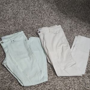 BUNDLE OF 2 Express Women's Skinny Jeans in Mint and White